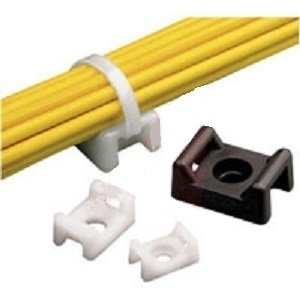 Kabelbinder Halter, bis 4,8 mm breit, Schraube, Weiß.
