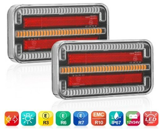 - R&uuml;cklichte Dynamic LED, Rechts und Links, 12/24 volt